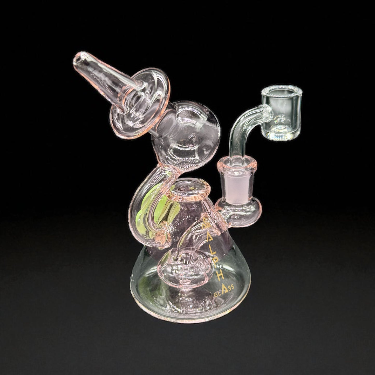 Alpha Mini Dab Rig 5” – Hand-Blown Glass Water Pipe with 14mm Quartz Banger