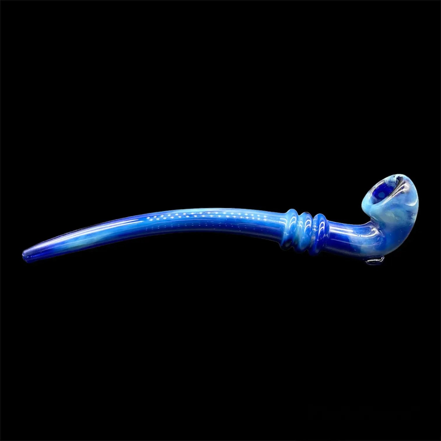 Blue Fumed Sherlock Glass Pipe 9"