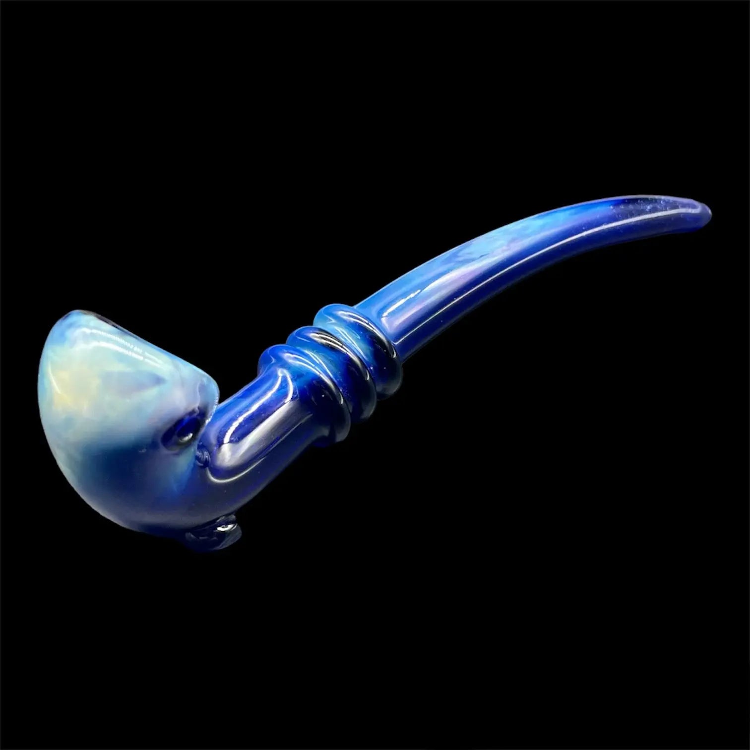 Blue Fumed Sherlock Glass Pipe 9"