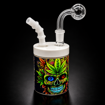 Can Style Oil Burner Glass Bubbler with 14mm Slide  back view 