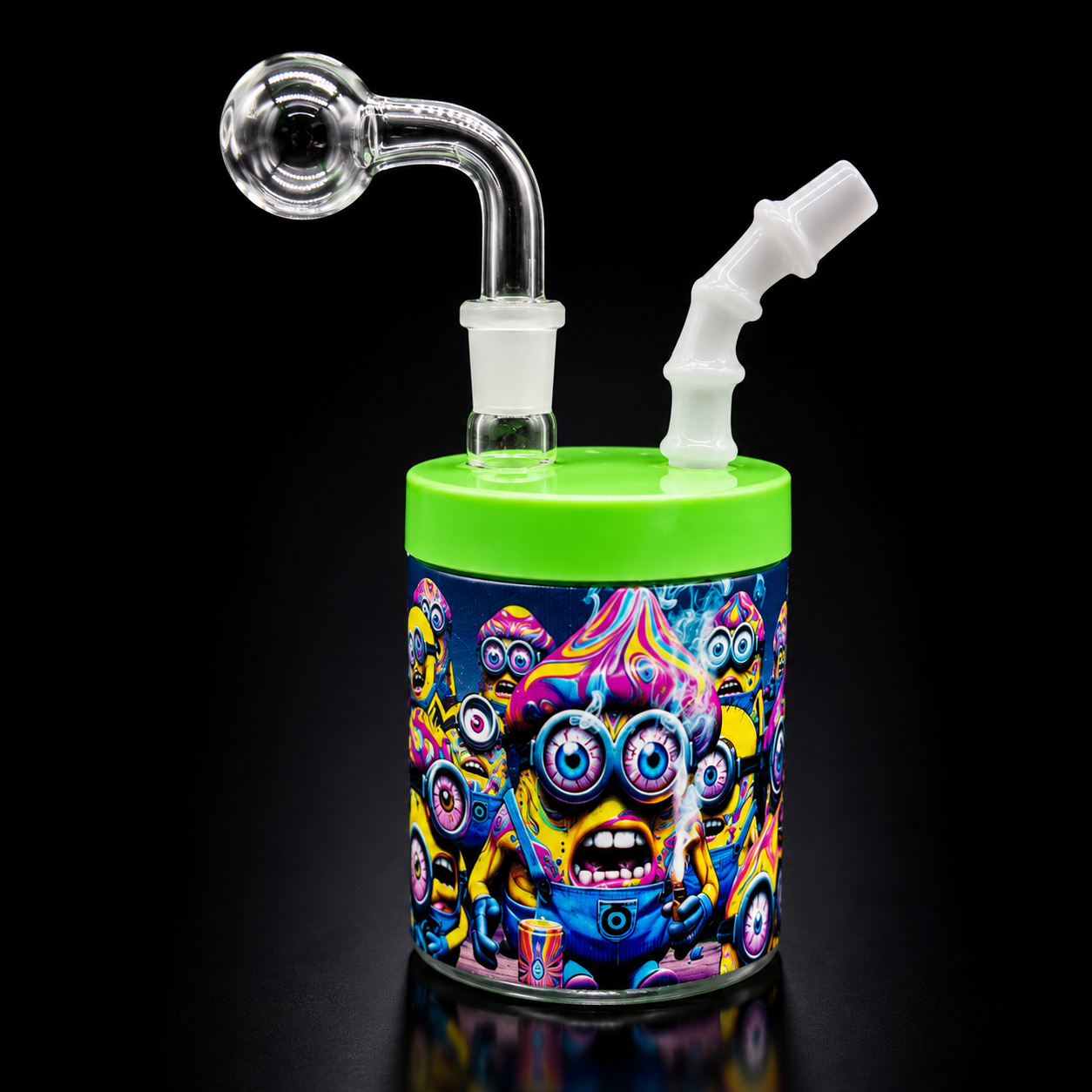 Can Style Oil Burner Glass Bubbler with 14mm Slide  minions 