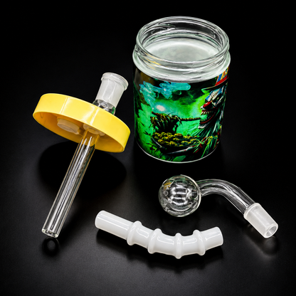 Can Style Oil Burner Glass Bubbler with 14mm Slide  removed slides 