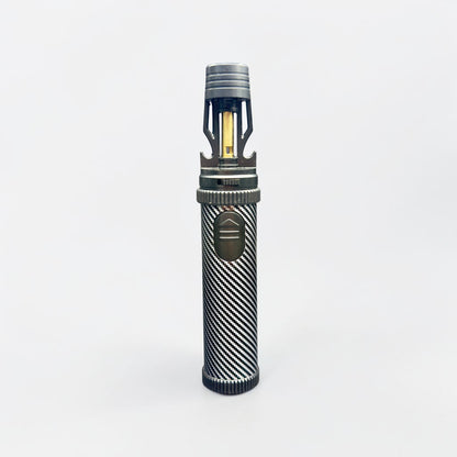 Cylindrical Torch lighter with a striped design on a white background