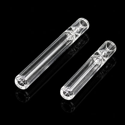 Two clear glass pipes on a black background