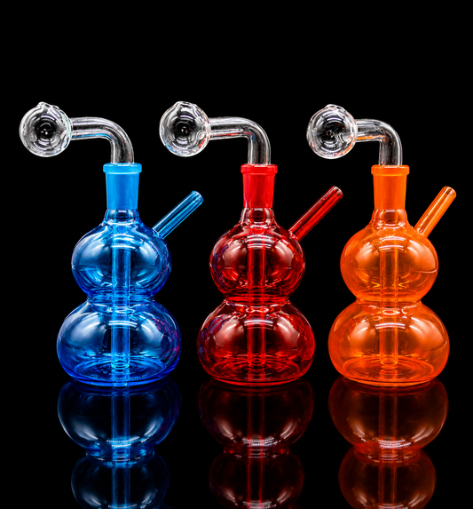 Colored Glass Oil Burner Bubbler 5” – 14mm Removable Slide Stem | Green, Red, Pink & Purple