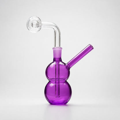 Purple glass smoking device on a white background
