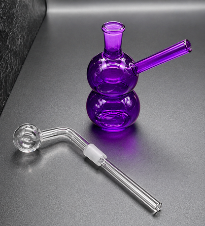 Colored Glass Oil Burner Bubbler 5” – 14mm Removable Slide Stem | Green, Red, Pink & Purple