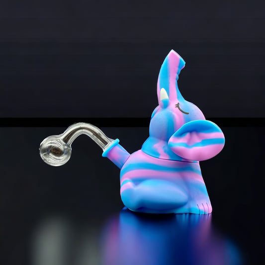Cute Silicone Elephant Oil Burner Bubbler purple 