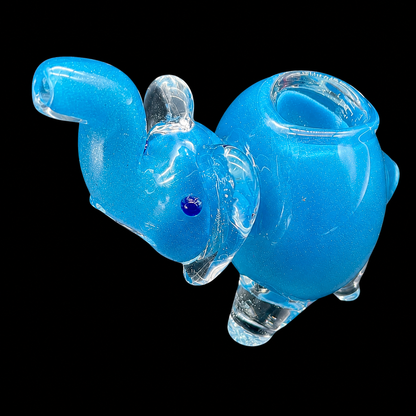 Blue glass smoking accessory on a black background