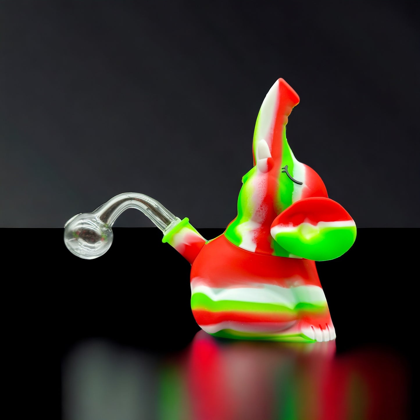 Cute Silicone Elephant Oil Burner Bubbler rasta color 