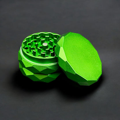 Diamond Cutting Aluminum Herb Grinder green color 
