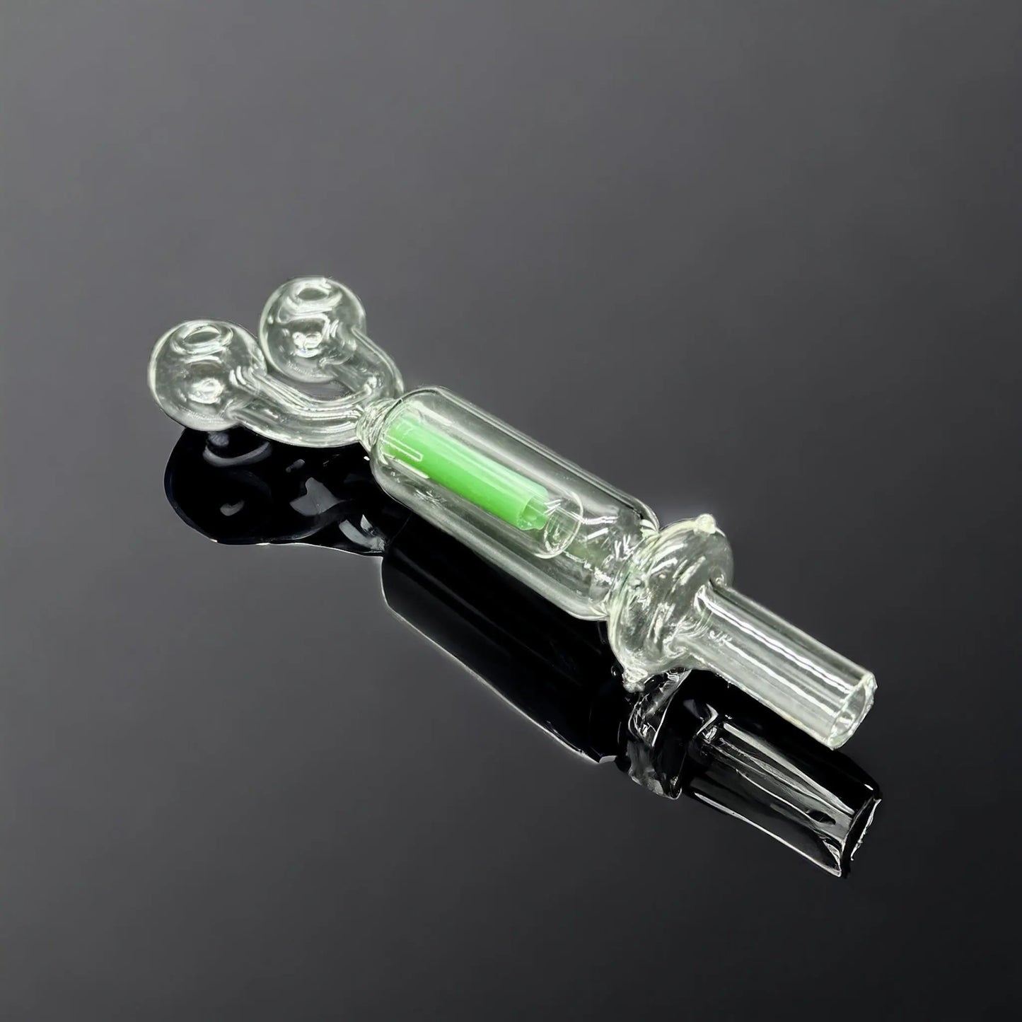 Double Head Thick Clear Glass with Color Tube Inside Oil Burner Pipes green color 
