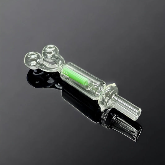 Double Head Thick Clear Glass with Color Tube Inside Oil Burner Pipes green color 