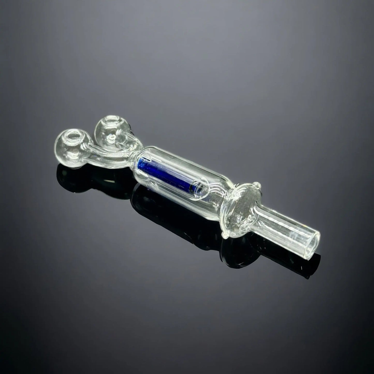 Double Head Thick Clear Glass with Color Tube Inside Oil Burner Pipes blue color 