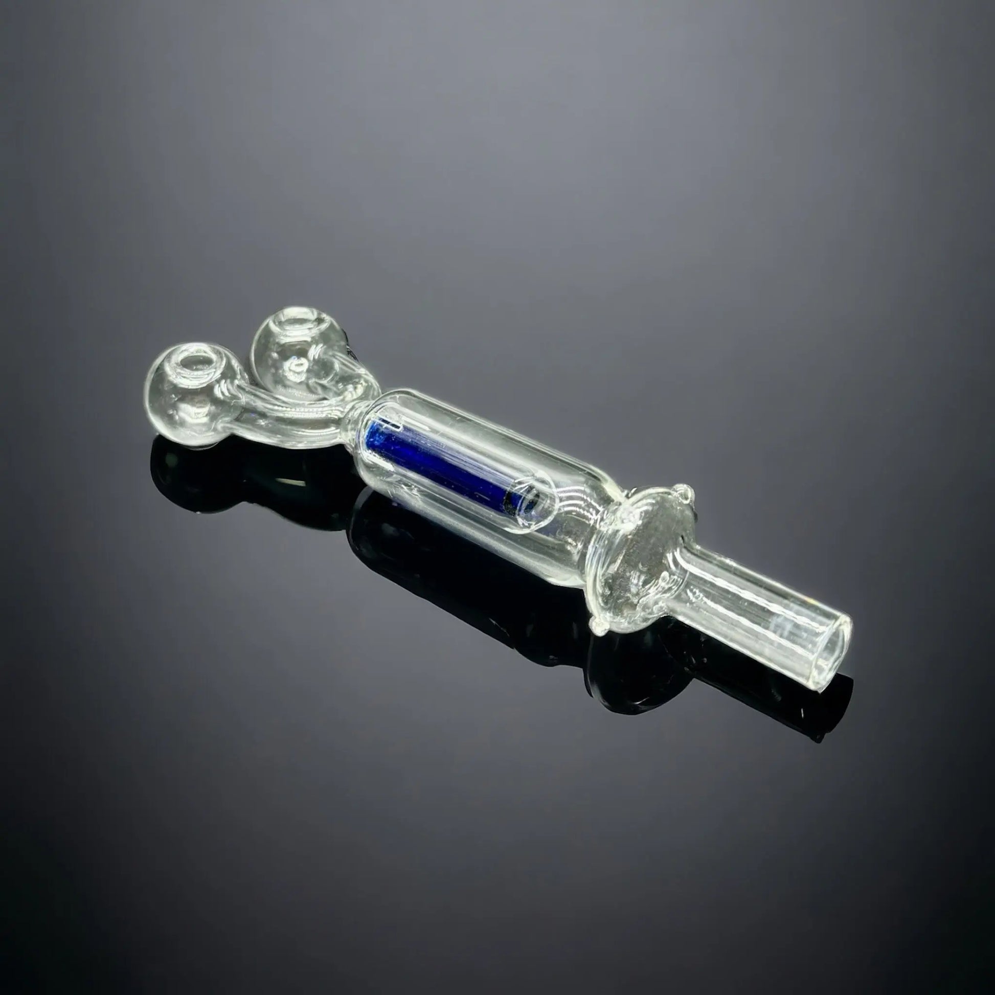 Double Head Thick Clear Glass with Color Tube Inside Oil Burner Pipes blue color 
