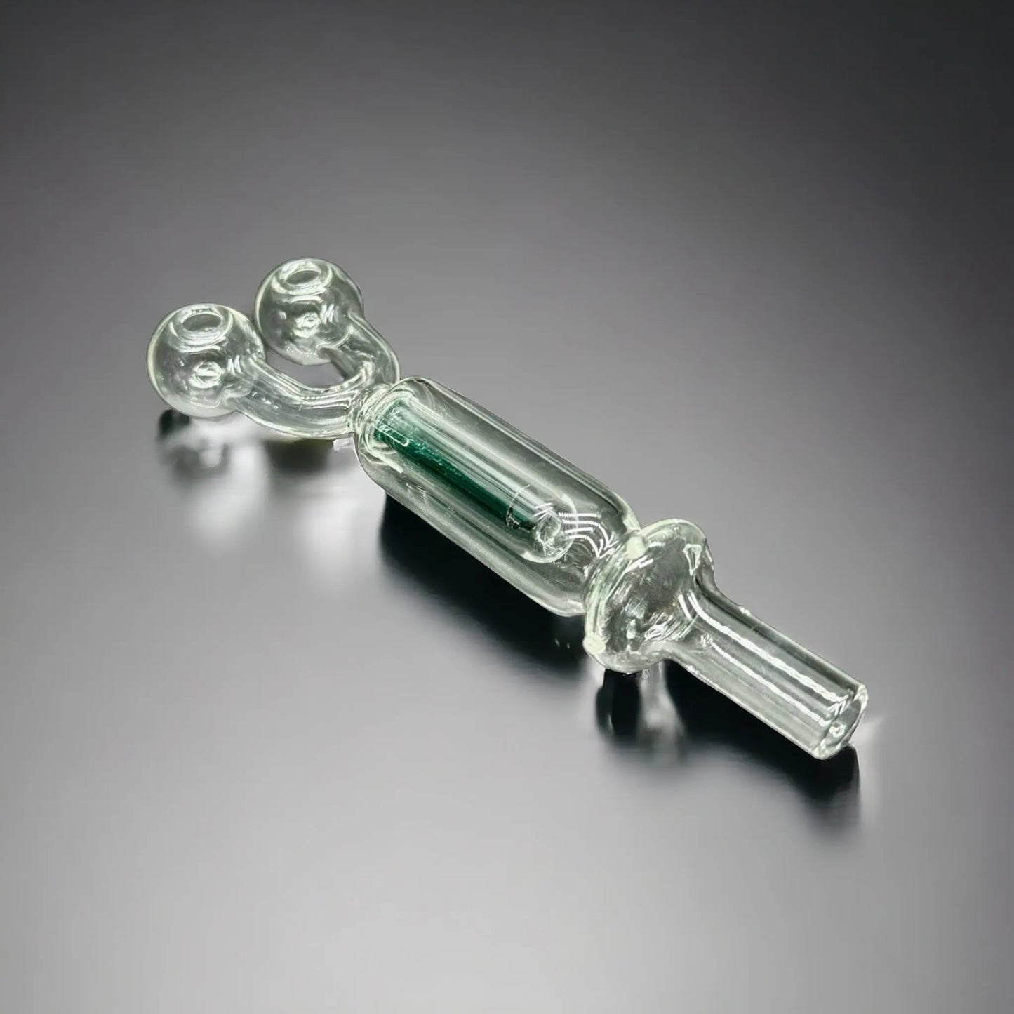 Double Head Thick Clear Glass with Color Tube Inside Oil Burner Pipes teal color 