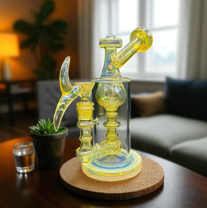 Green Fumed Glass Recycler Water Pipe