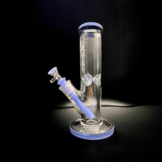 Hipster 10 inch glow in the dark glass bong blue straight tube water pipe with 14mm bowl