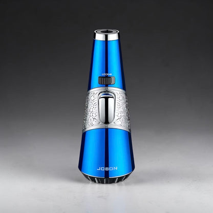Blue and silver electronic device with 'JOBON' branding on a gray background