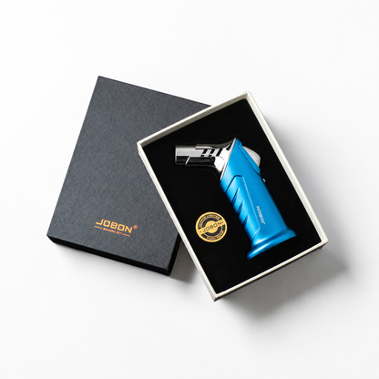 Blue lighter in a Jobon branded box on a white background