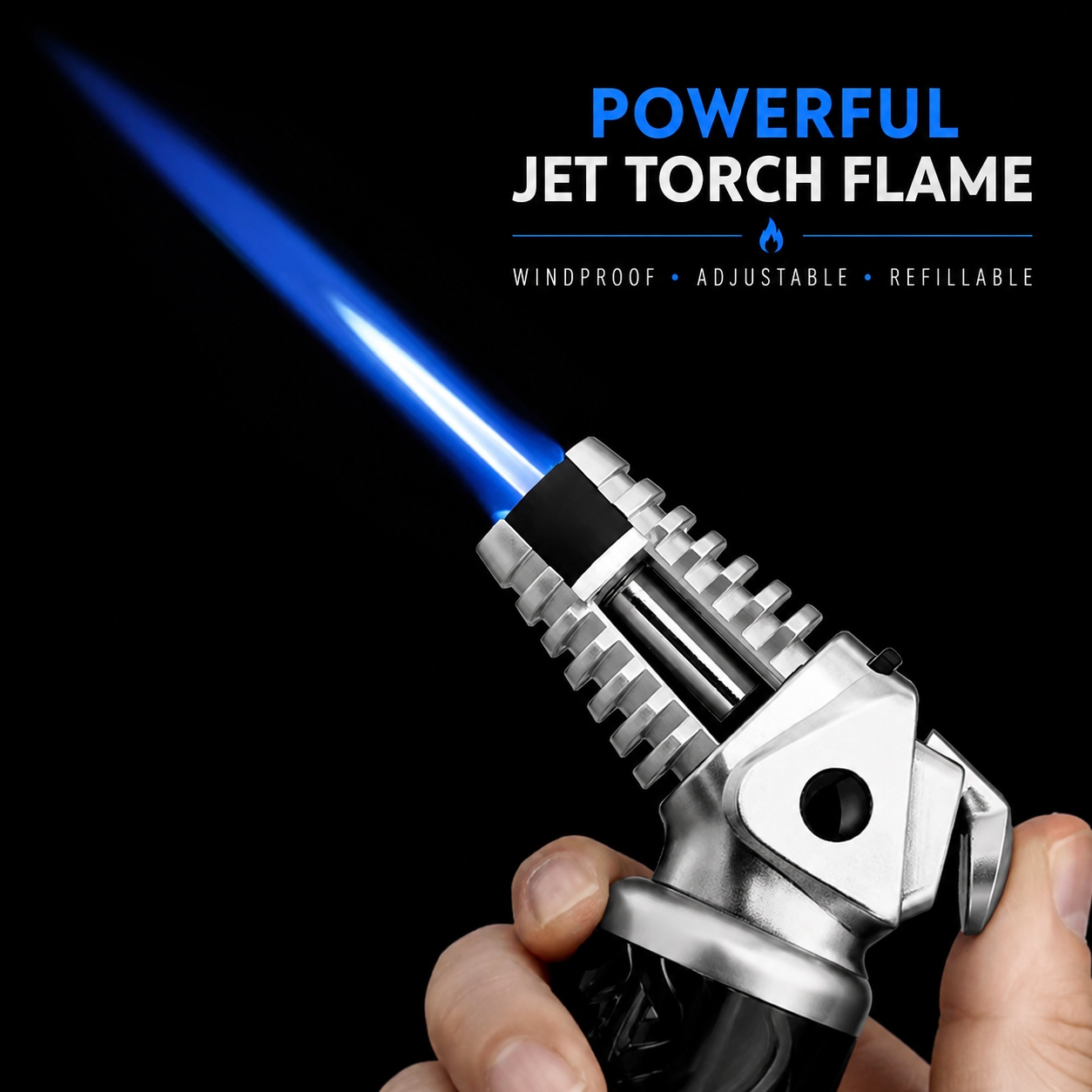 JOBON Powerful Jet Torch Lighter – Refillable Butane Torch with Adjustable Flame & Metal Body 5”