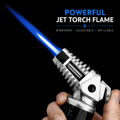 JOBON Powerful Jet Torch Lighter – Refillable Butane Torch with Adjustable Flame & Metal Body 5”