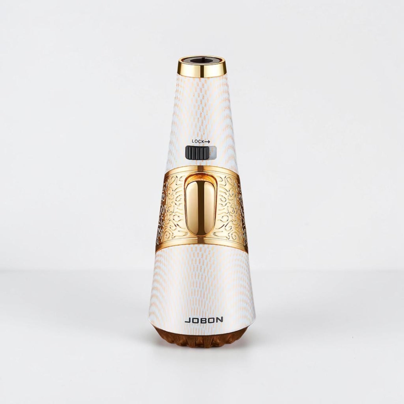 White and gold electronic device with 'JOBON' branding on a light gray background