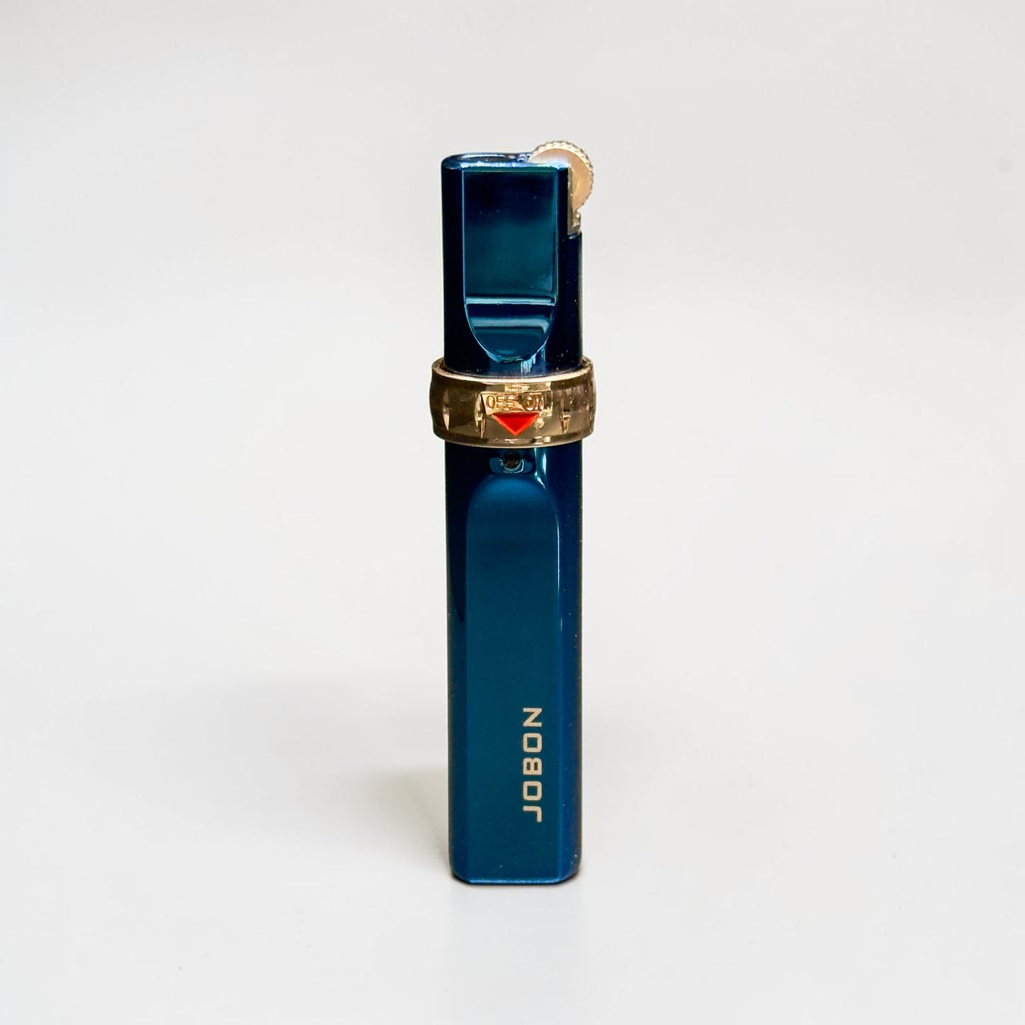 Blue lighter with gold accent on a white background