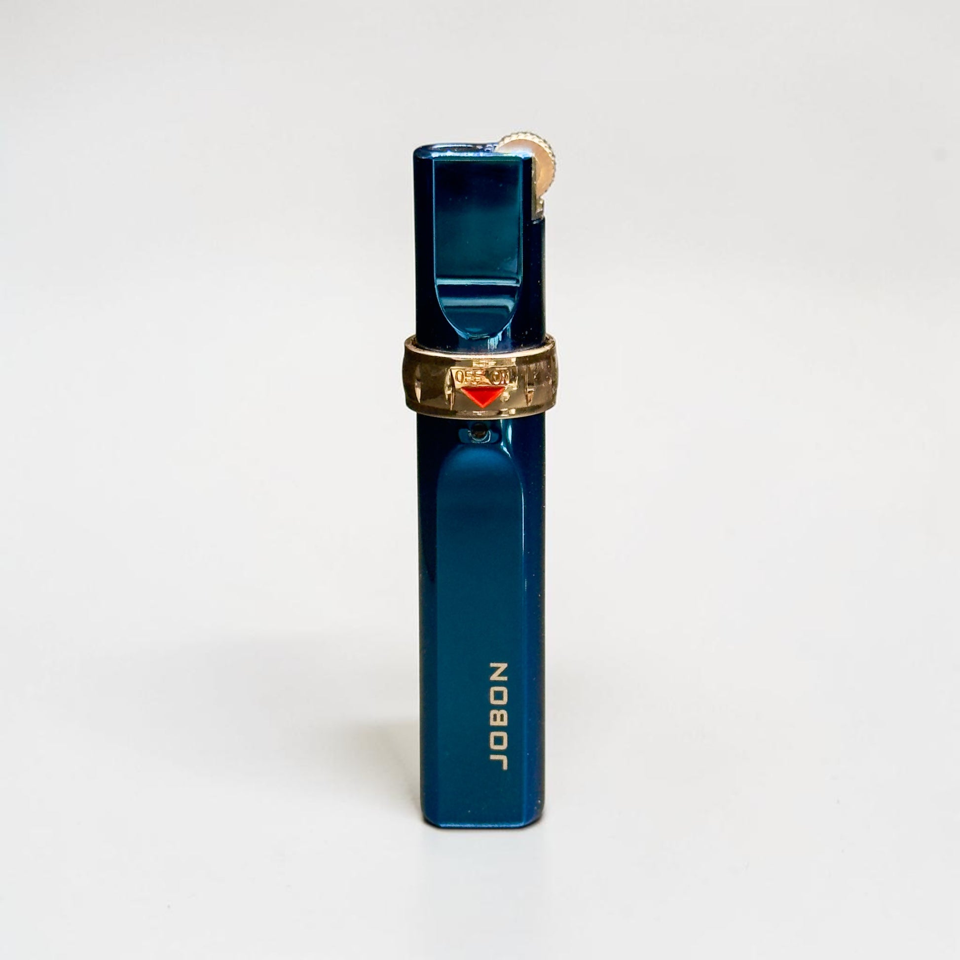Blue lighter with gold accent on a white background