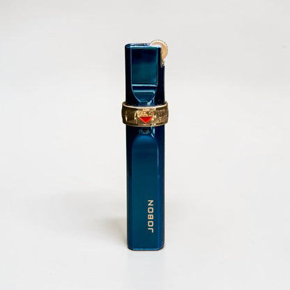 Blue lighter with gold accent on a white background