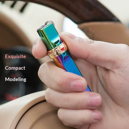 Hand holding a rainbow-colored lighter with 'Exquisite Compact Modeling' text.