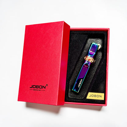 Colorful smoking tool in a red Jobon box on a white background