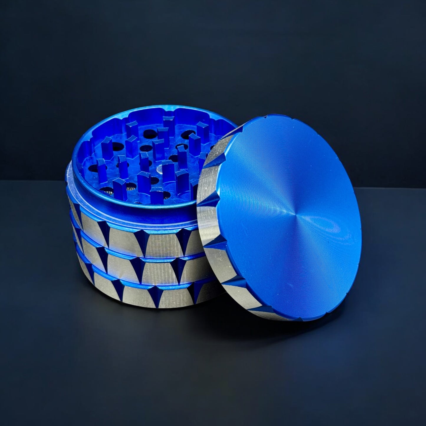Ladder Design Aluminum Alloy Herb Grinder blue color 