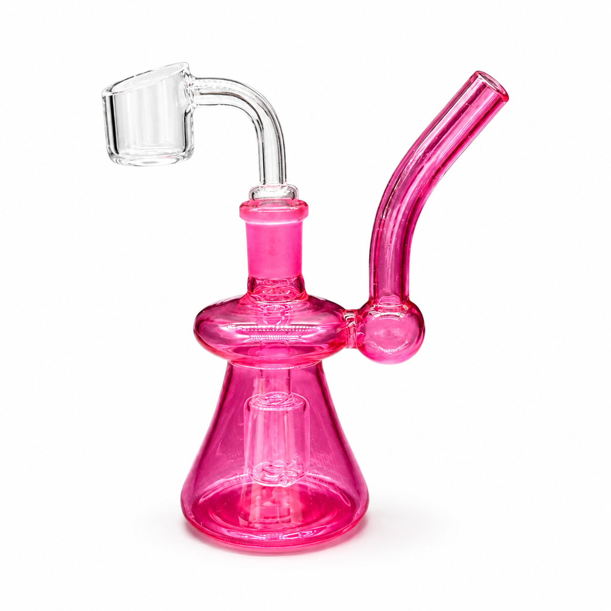 Pink glass water pipe on a white background