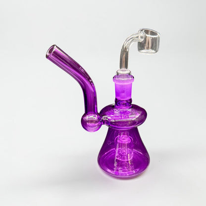 Purple glass water pipe on a white background