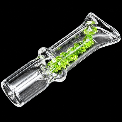 Mini Diamond Glass One Hitter Pipe – 1.8 Inch Pocket Chillum with Crystal Design green color 