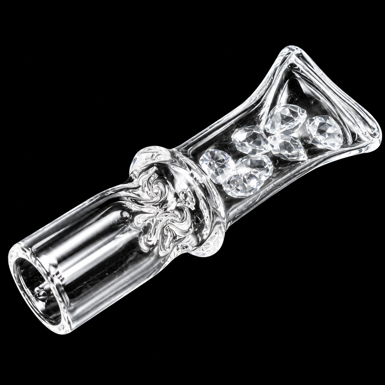 Mini Diamond Glass One Hitter Pipe – 1.8 Inch Pocket Chillum with Crystal Design white 