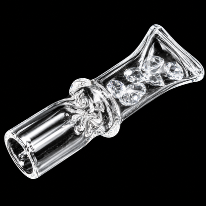 Mini Diamond Glass One Hitter Pipe – 1.8 Inch Pocket Chillum with Crystal Design white 