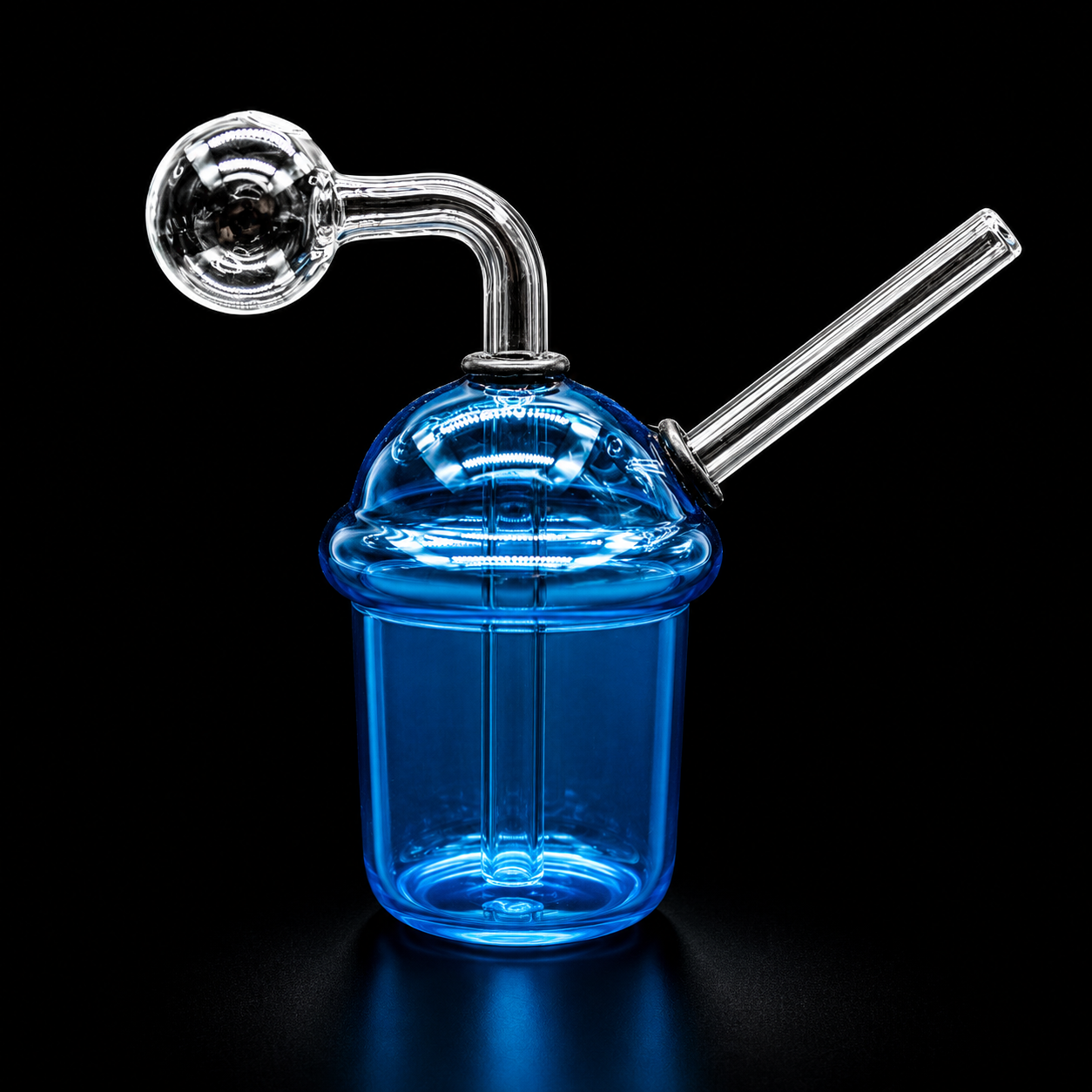 Mini Glass Oil Burner Bubbler Cup 3.5” blue color 
