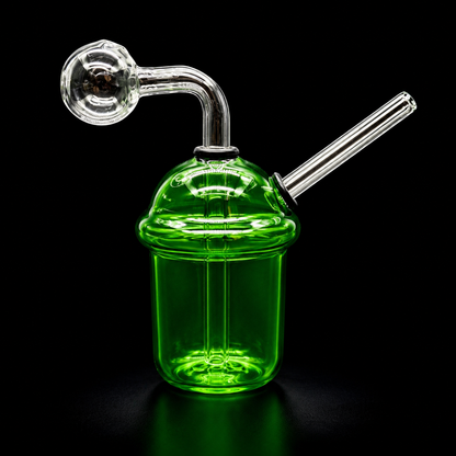 Mini Glass Oil Burner Bubbler Cup 3.5” green color 