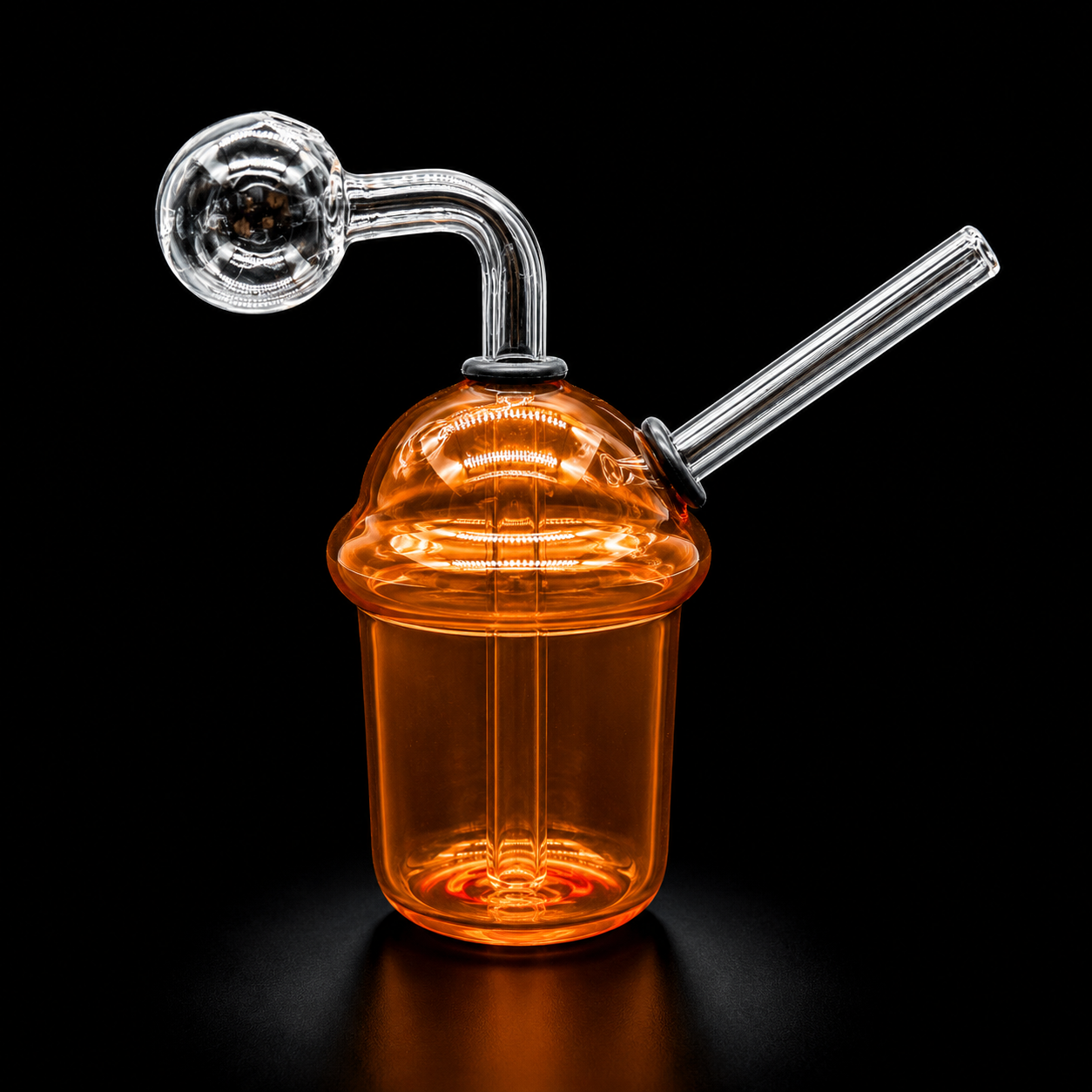 Mini Glass Oil Burner Bubbler Cup 3.5” orange color 