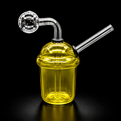 Mini Glass Oil Burner Bubbler Cup 3.5” yellow color 