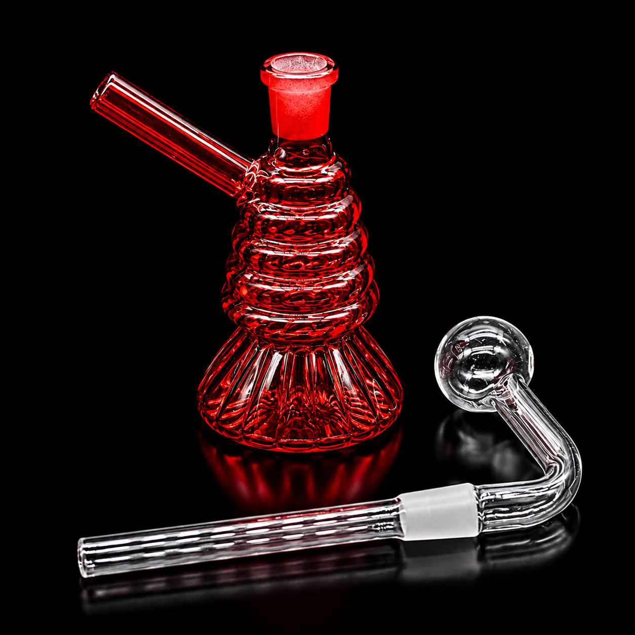 Mini Glass Oil Burner Bubbler 4” Spiral Design with 14mm Removable Slide slide removed 