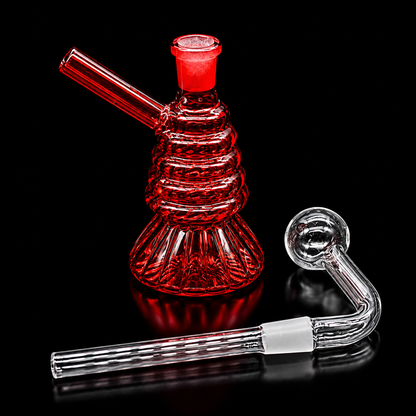 Mini Glass Oil Burner Bubbler 4” Spiral Design with 14mm Removable Slide slide removed 