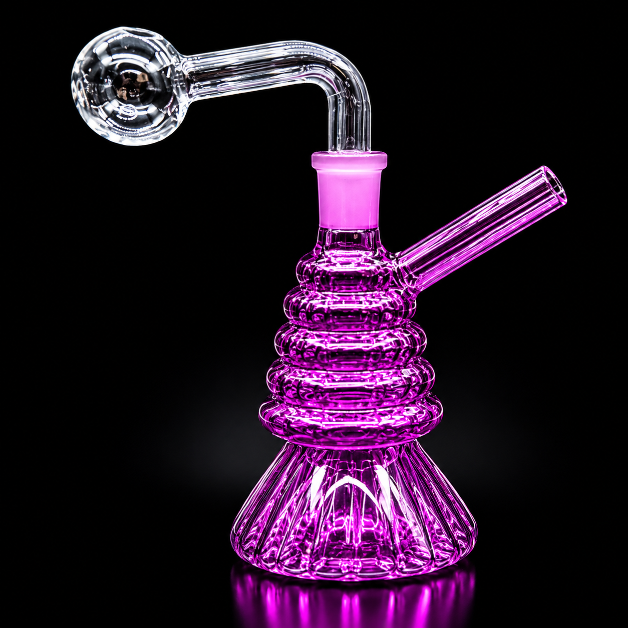 Mini Glass Oil Burner Bubbler 4” Spiral Design with 14mm Removable Slide purple color 