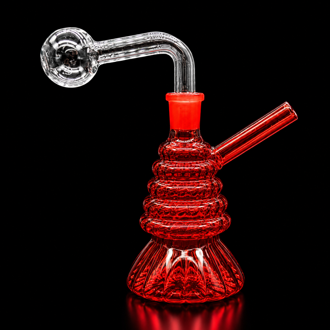 Mini Glass Oil Burner Bubbler 4” Spiral Design with 14mm Removable Slide red color 