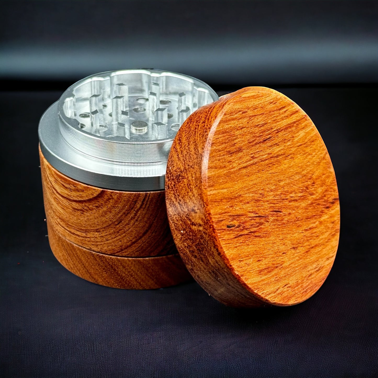Modern Wooden Herb Grinder 60mm silver color 