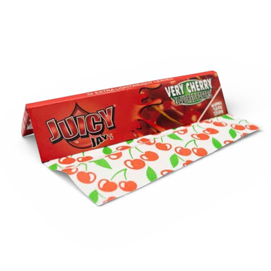 Juicy Jay's Very Cherry rolling paper packaging on a white background