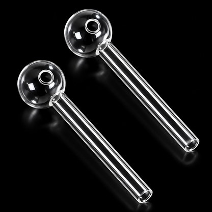 Two clear glass pipes on a black background