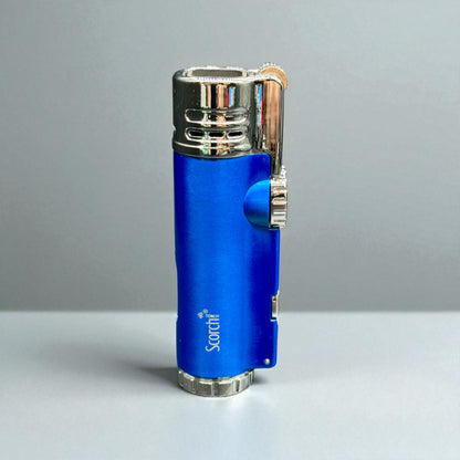Scorch Torch 61637 4-Jet Flame Refillable Butane Lighter with Cigar Punch blue color 